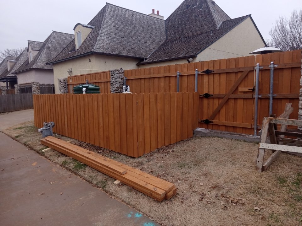 Image of our Latest residential fence installation project near Wichita Falls by our experts. This image was taken in the middle of the project. Inquire now for custom fencing solutions near you!